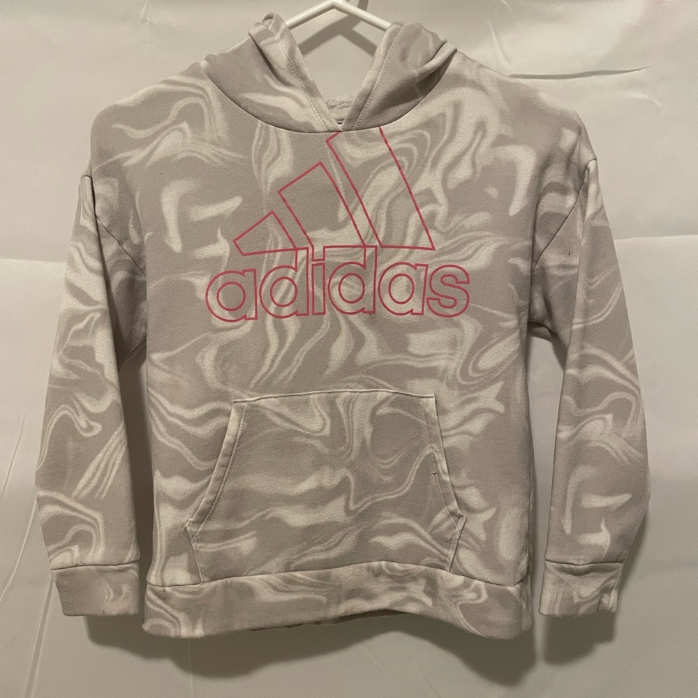 Adidas Girls Grey/White Swirl Hoodie Size 7/8